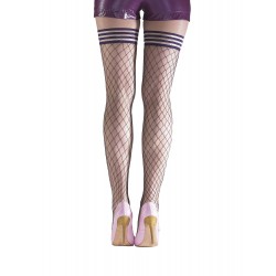 GARTER STOCKINGS WITH SILICONE IN MEDIUM NET
